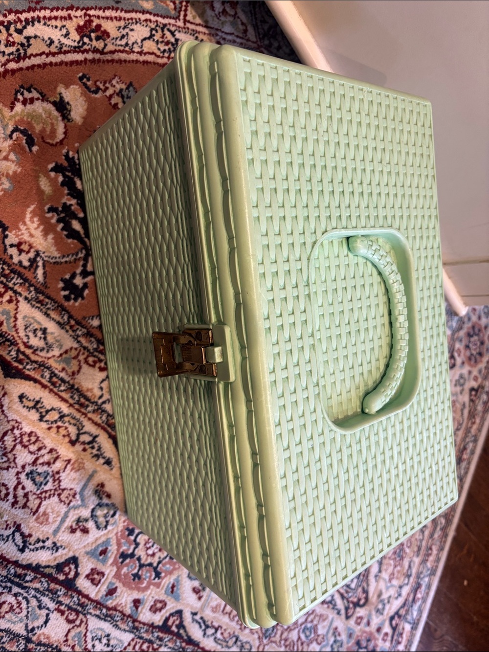 Mint Green Woven sewing Storage Case - Portable Organizer